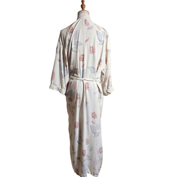 Halston Vintage Silk Floral Print Maxi Robe - Picture 4 of 10